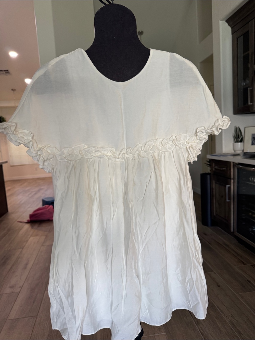 Zara Cream Ruffle-Trim Romper Dress